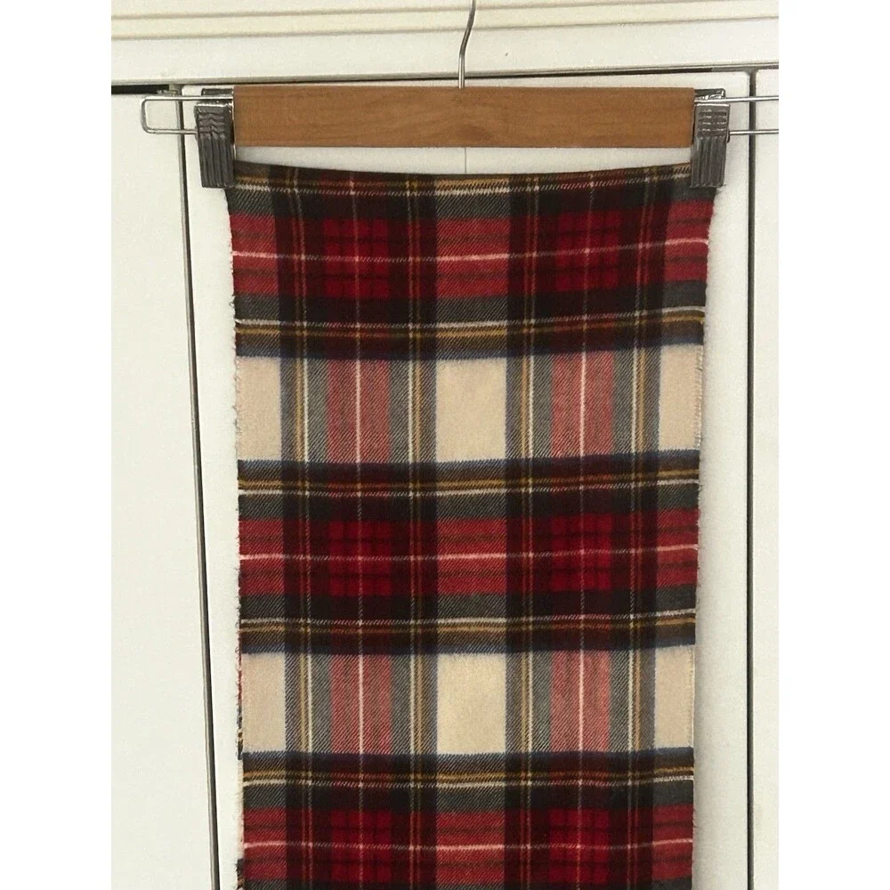 Cashmink Plaid Scarf Made in Germany Fringe Tartan Preppy Red Blue Yellow Soft!